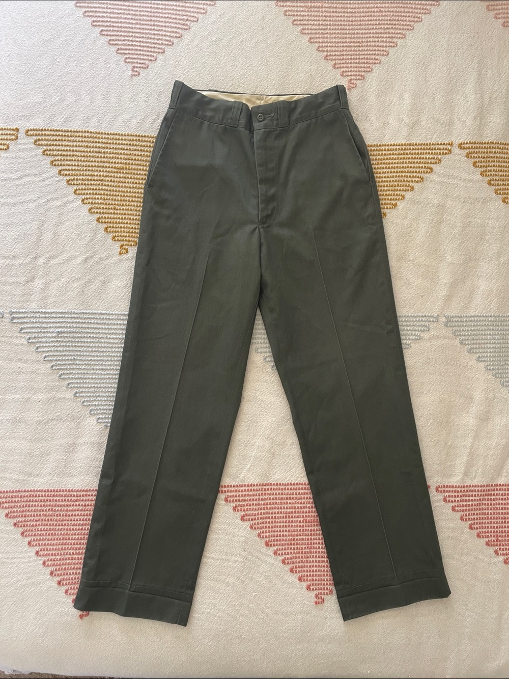 Vintage Lee Chetopa Twill Green Chinos Workwear USA Union Made